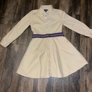 Ralph Lauren Cream Dress with Purple Belt